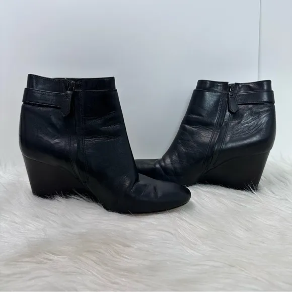 Tory Burch Sofia Wedge Bootie Black Nappa Leather
