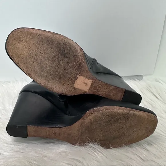 Tory Burch Sofia Wedge Bootie Black Nappa Leather