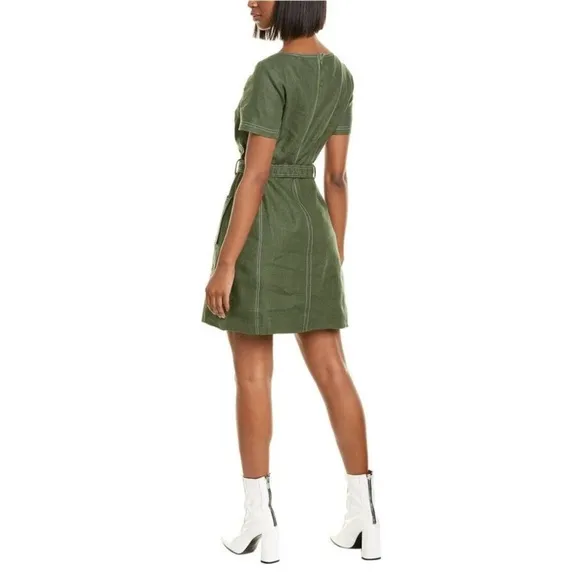 Tory Burch womens belted lined green casual shift mini dress size 0