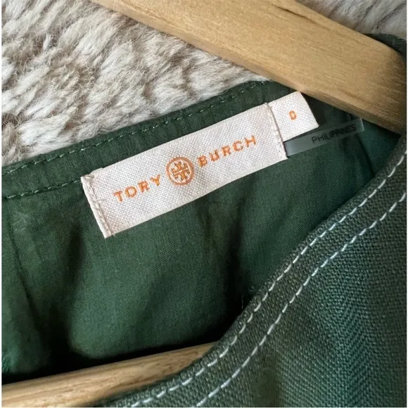 Tory Burch womens belted lined green casual shift mini dress size 0