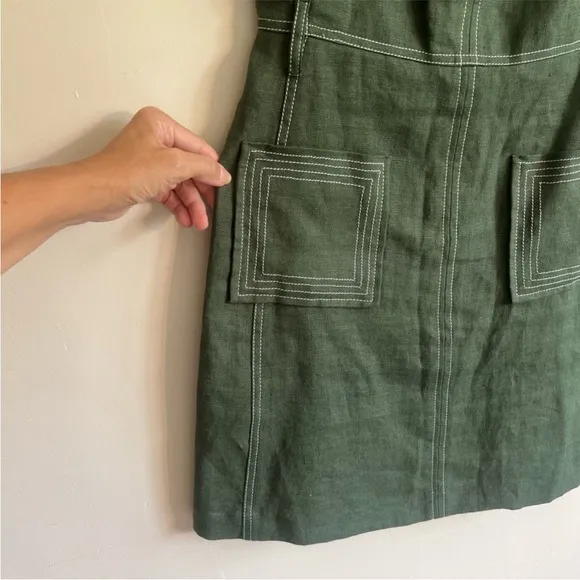 Tory Burch womens belted lined green casual shift mini dress size 0