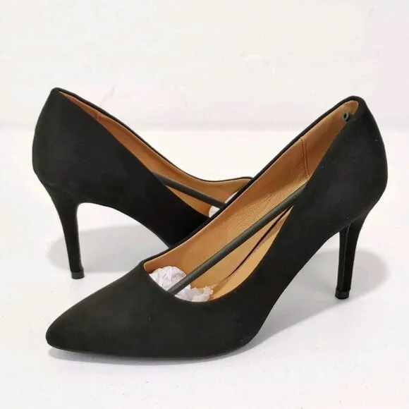 Trary Pointed Toe High Heel Suede Black Pumps Women's Size 9