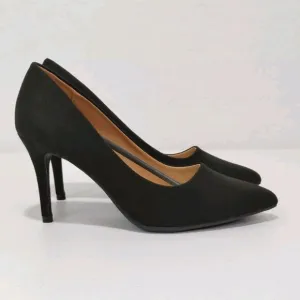 Trary Pointed Toe High Heel Suede Black Pumps Women's Size 9