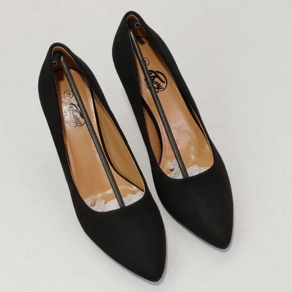 Trary Pointed Toe High Heel Suede Black Pumps Women's Size 9