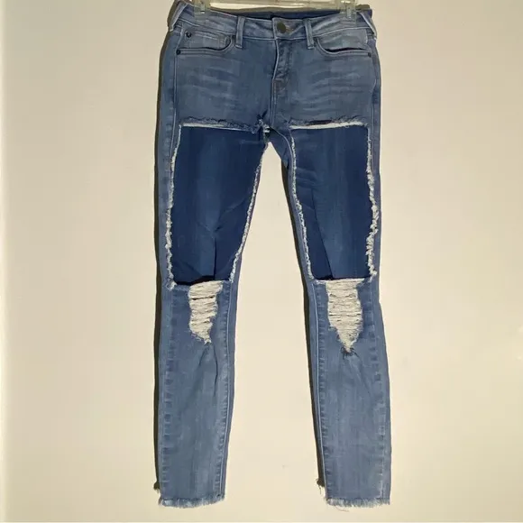true religion Halle mid-rise super skinny distressed jeans