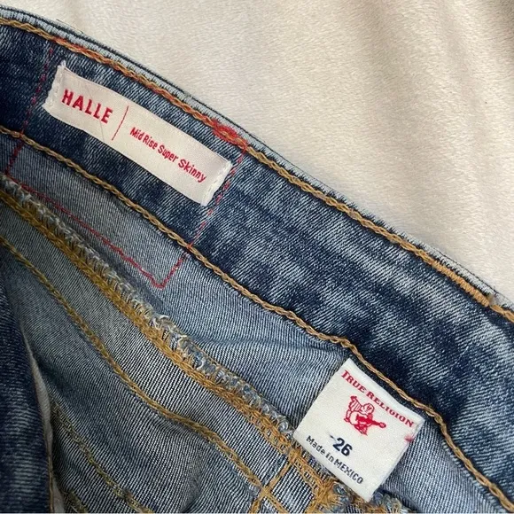 true religion Halle mid-rise super skinny distressed jeans