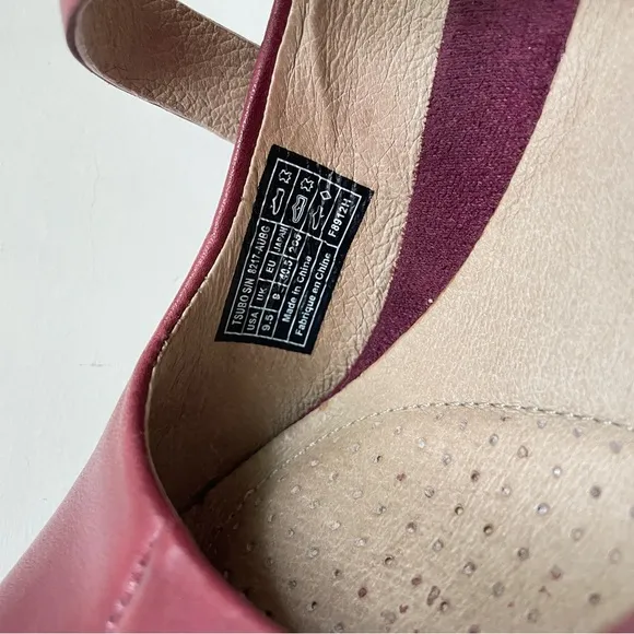 Tsubo NWOB Burgundy Japanese Comfort Mary-Janes Leather Slingback Adjustable 9.5