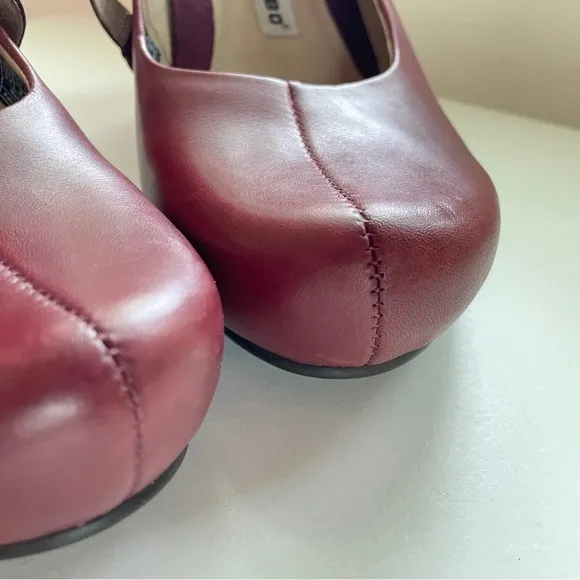 Tsubo NWOB Burgundy Japanese Comfort Mary-Janes Leather Slingback Adjustable 9.5
