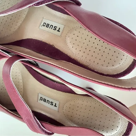 Tsubo NWOB Burgundy Japanese Comfort Mary-Janes Leather Slingback Adjustable 9.5