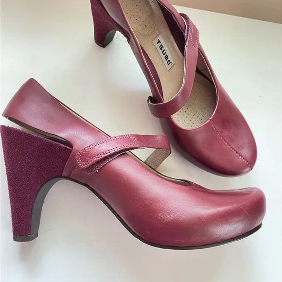 Tsubo NWOB Burgundy Japanese Comfort Mary-Janes Leather Slingback Adjustable 9.5