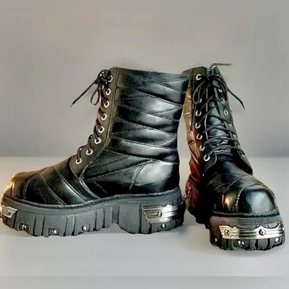 T.U.K Anarchic Vintage 90s Platform Lace Up Steel Toe Metal Detail Mens …