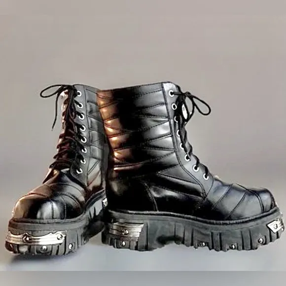 T.U.K Anarchic Vintage 90s Platform Lace Up Steel Toe Metal Detail Mens …