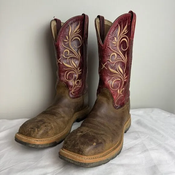 TWISTED X Leather Cowgirl Work Boots Steel Toe Women's Red/Brown Western WLCS003