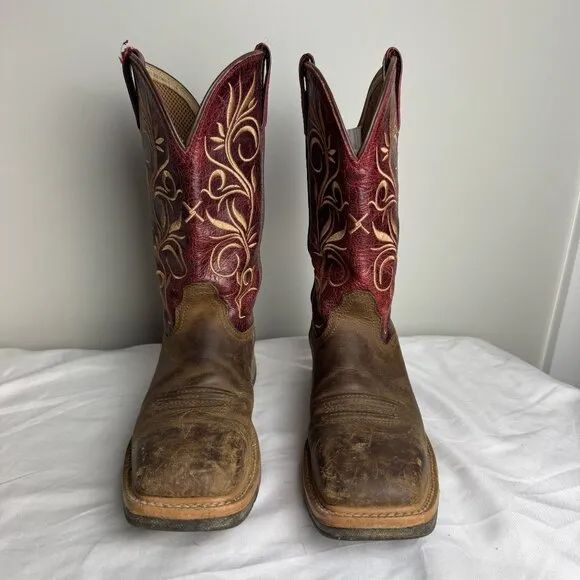 TWISTED X Leather Cowgirl Work Boots Steel Toe Women's Red/Brown Western WLCS003