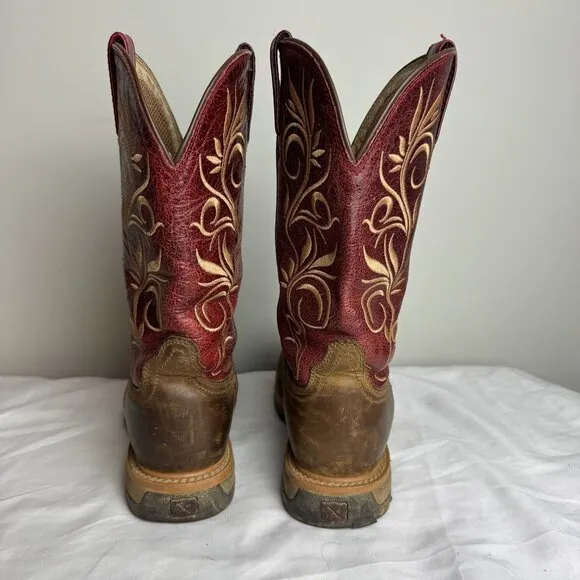 TWISTED X Leather Cowgirl Work Boots Steel Toe Women's Red/Brown Western WLCS003