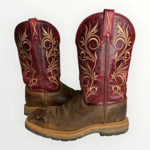 TWISTED X Leather Cowgirl Work Boots Steel Toe Women's Red/Brown Western WLCS003