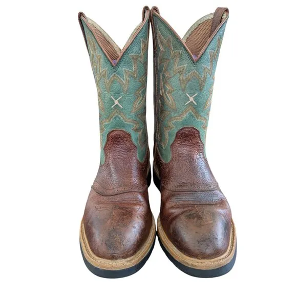 Twisted X - Men's Leather Steel Toe - Two-Toned Western Boots - Size 13 D
