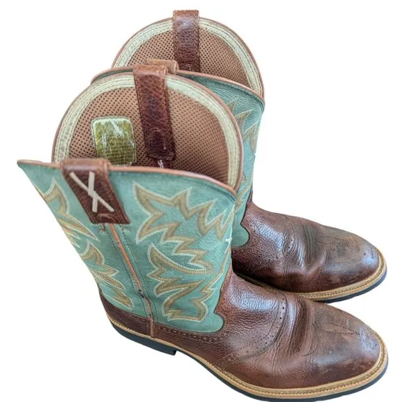 Twisted X - Men's Leather Steel Toe - Two-Toned Western Boots - Size 13 D