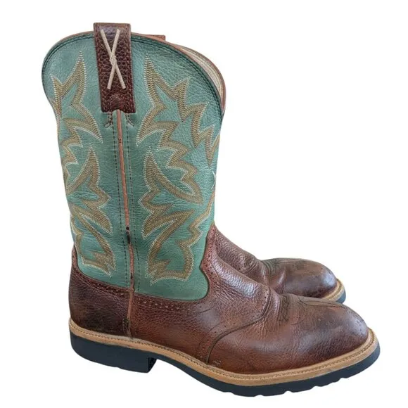 Twisted X - Men's Leather Steel Toe - Two-Toned Western Boots - Size 13 D