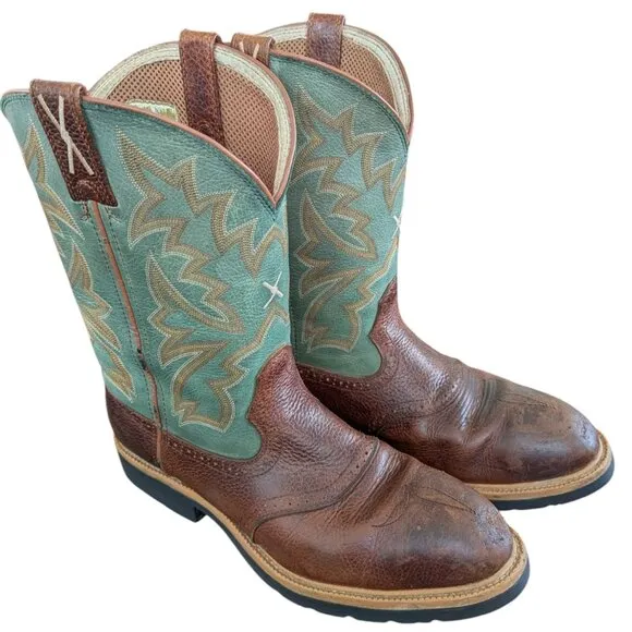 Twisted X - Men's Leather Steel Toe - Two-Toned Western Boots - Size 13 D