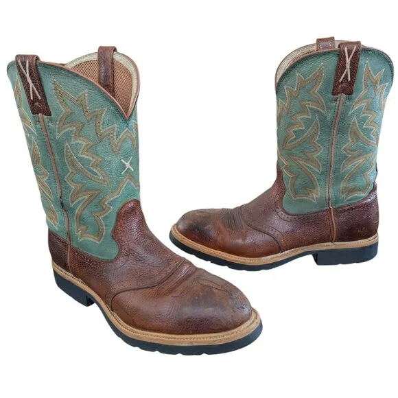 Twisted X - Men's Leather Steel Toe - Two-Toned Western Boots - Size 13 D