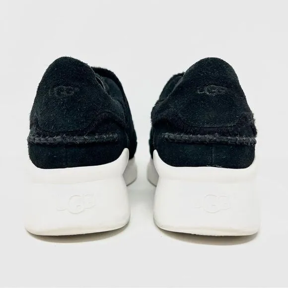 UGG Ashby Spill Seam Trainer Black Suede Laceless Chunky Platform Sneakers 9