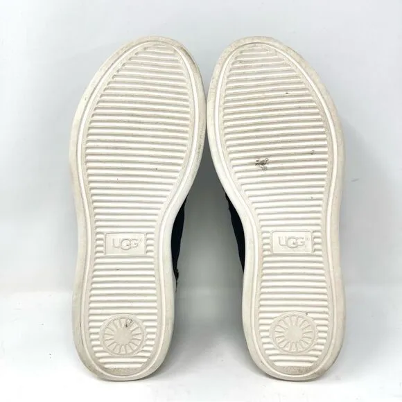 UGG Ashby Spill Seam Trainer Black Suede Laceless Chunky Platform Sneakers 9