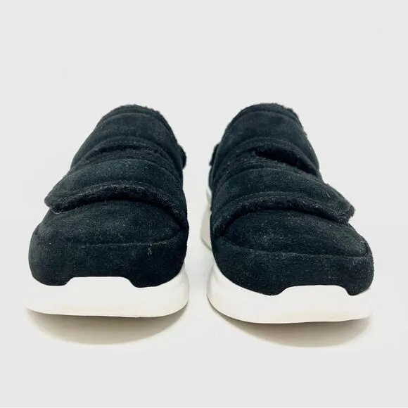 UGG Ashby Spill Seam Trainer Black Suede Laceless Chunky Platform Sneakers 9