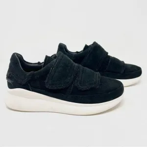 UGG Ashby Spill Seam Trainer Black Suede Laceless Chunky Platform Sneakers 9