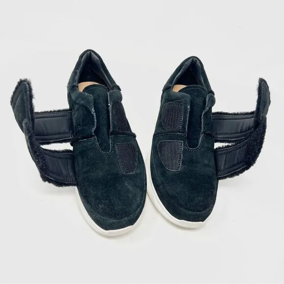 UGG Ashby Spill Seam Trainer Black Suede Laceless Chunky Platform Sneakers 9