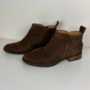 Ugg Aureo II Waterproof Brown Leather Zip Ankle Boots Womens Size 7.5