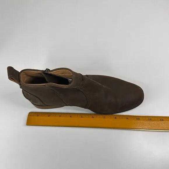 Ugg Aureo II Waterproof Brown Leather Zip Ankle Boots Womens Size 7.5