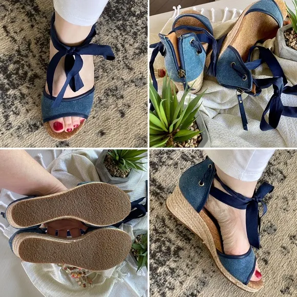 UGG AUSTRALIA Amell wedge ankle-tie sandals size 7.5 1470
