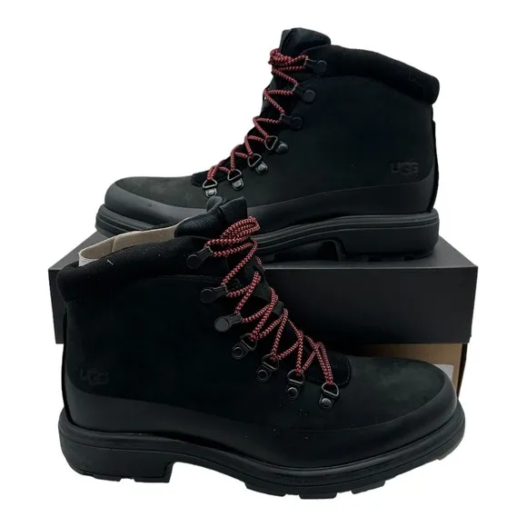 UGG Biltmore Hiking Boots Men's Size 8 Black Leather Waterproof Mid Chelsea