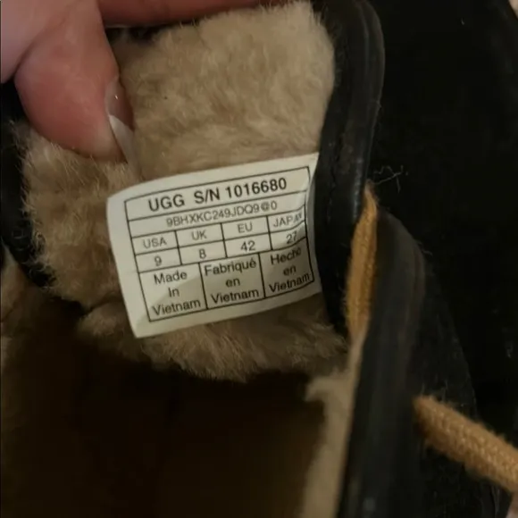 UGG Black Suede Shoes with Tan Laces