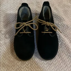 UGG Black Suede Shoes with Tan Laces