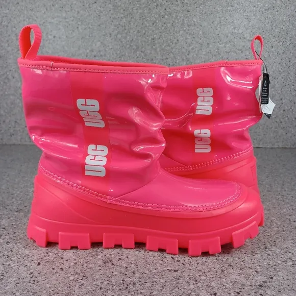 UGG Brellah Mini Neon Bright Pink Waterproof Boots Shoes