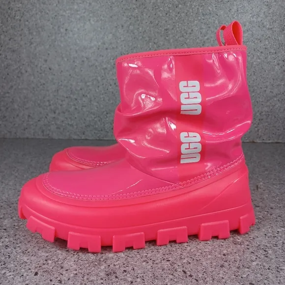 UGG Brellah Mini Neon Bright Pink Waterproof Boots Shoes