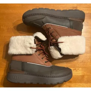 UGG City Butte Men Size 11 Waterproof Worchester Brown Leather Wool Boots New