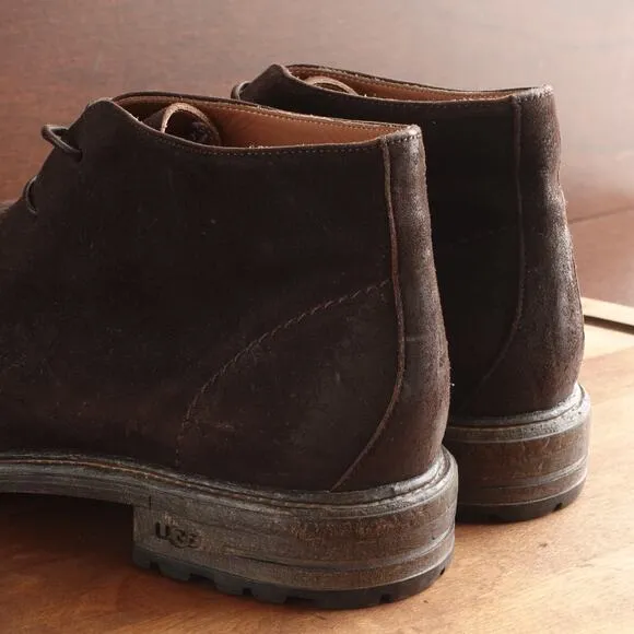 UGG Collection Boots Mens SZ 9 Brown Chukka Suede Lace Up Ankle Comfort Casual