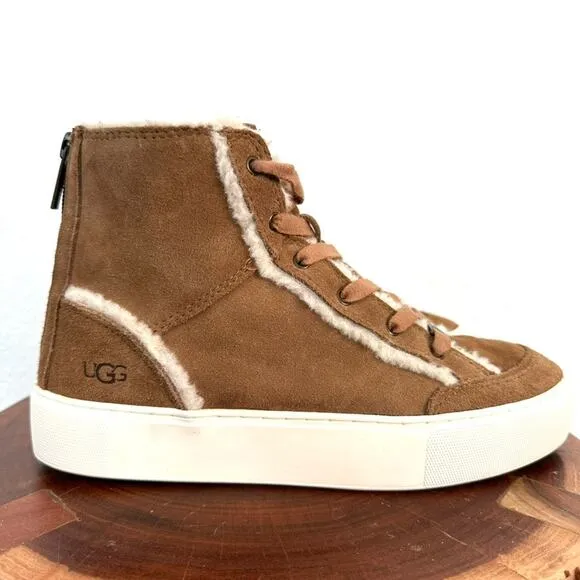 UGG High-Top Sneakers in Chestnut Suede, Size 7 - Excellent Condition
