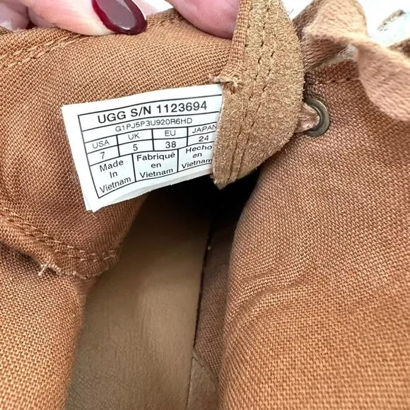 UGG High-Top Sneakers in Chestnut Suede, Size 7 - Excellent Condition