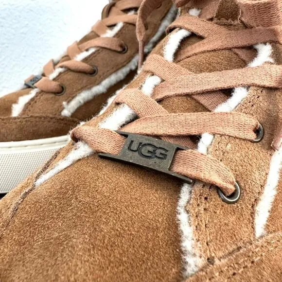 UGG High-Top Sneakers in Chestnut Suede, Size 7 - Excellent Condition