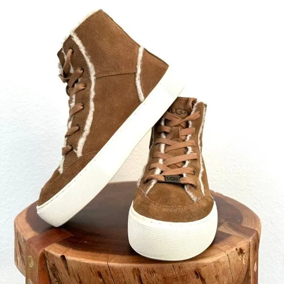 UGG High-Top Sneakers in Chestnut Suede, Size 7 - Excellent Condition