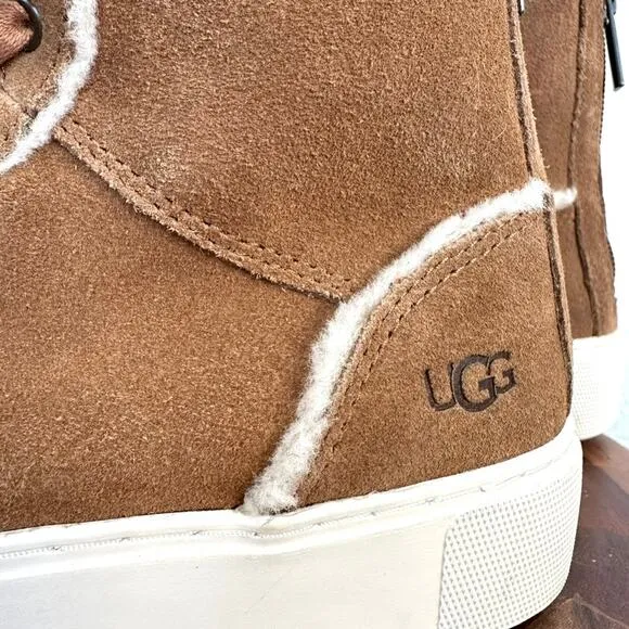 UGG High-Top Sneakers in Chestnut Suede, Size 7 - Excellent Condition