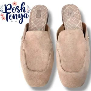 Ugg Janaya Suede Slip On Mule, Light Academia Casual, Natural Beige Tan, Size 9