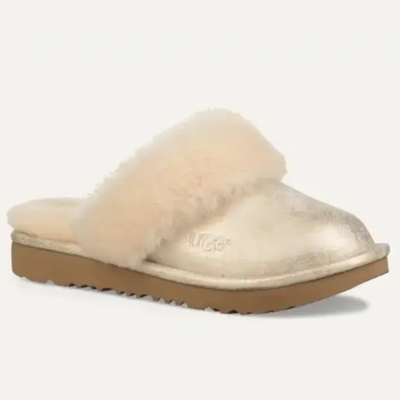 UGG Kids K Cozy II Metallic Gold slippers- size kids US 13