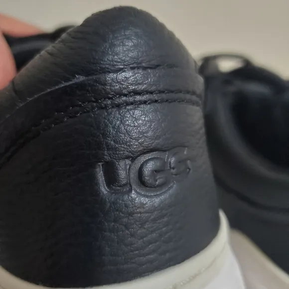 UGG Marin Lace Black Platform Leather Sneakers Women's Shoe 10 NEW