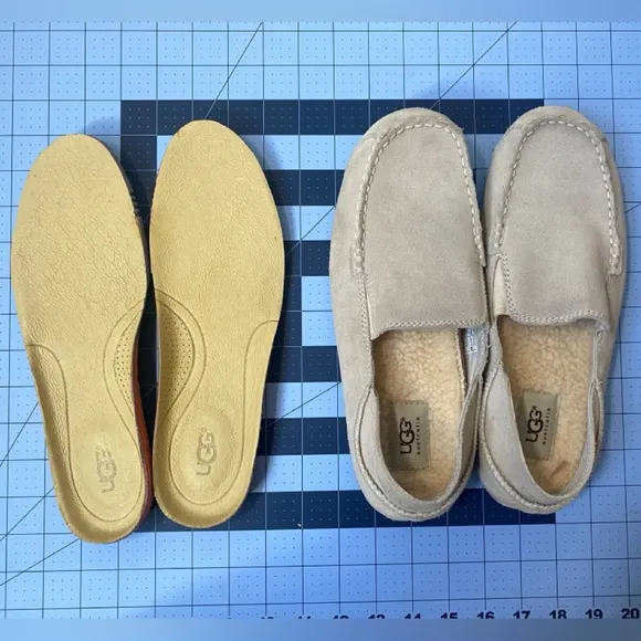 UGG Men’s Upshaw Leather Slip-on Loafer/ Slippers Interchangeable Insoles Size 8