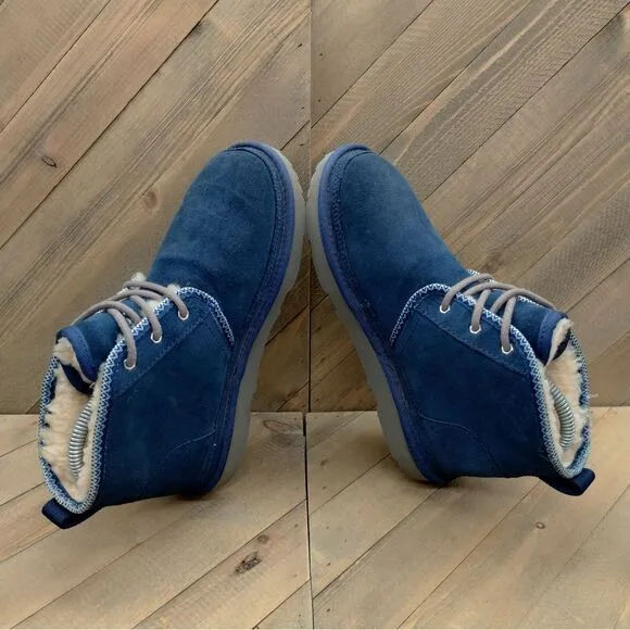 UGG‎ Neumel II Tasman Blue Suede Fleece Lined Boots Juniors Girls Size 4 Chukka